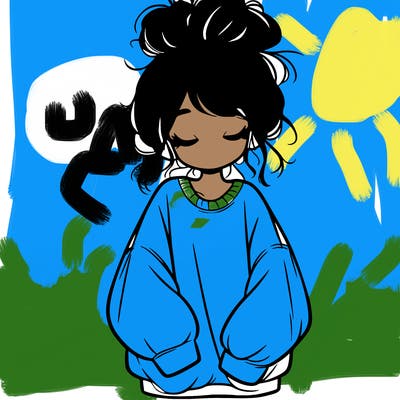 girl with baggy sweatshirt and messy bun