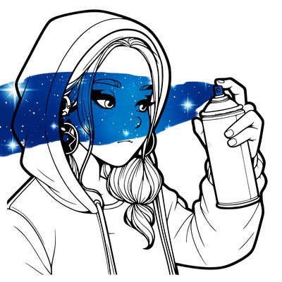 a realistic girl, spray painting