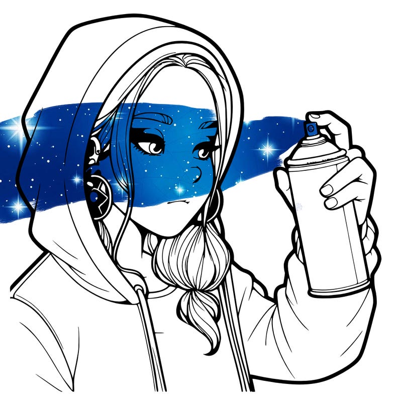 a realistic girl, spray painting