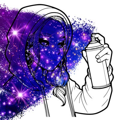 a realistic girl, spray painting