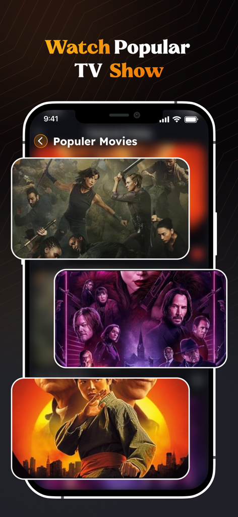 FlixFox: Latest Movies &Series - FlixFox mobile app interface on an iPhone displaying a selection of trending movie posters under the category Popular Movies