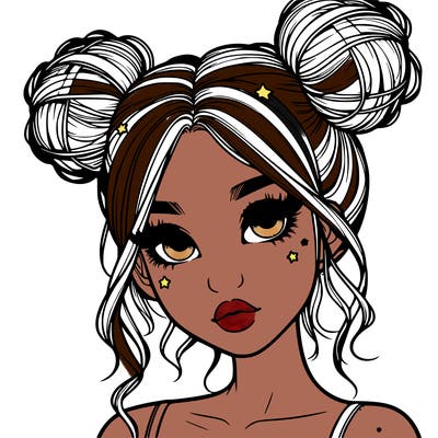 realistic girl with space buns