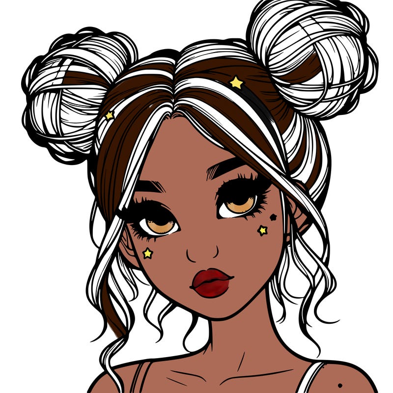 realistic girl with space buns