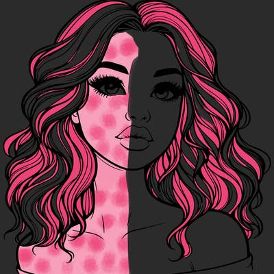 realistic girl with wavy hair and lips