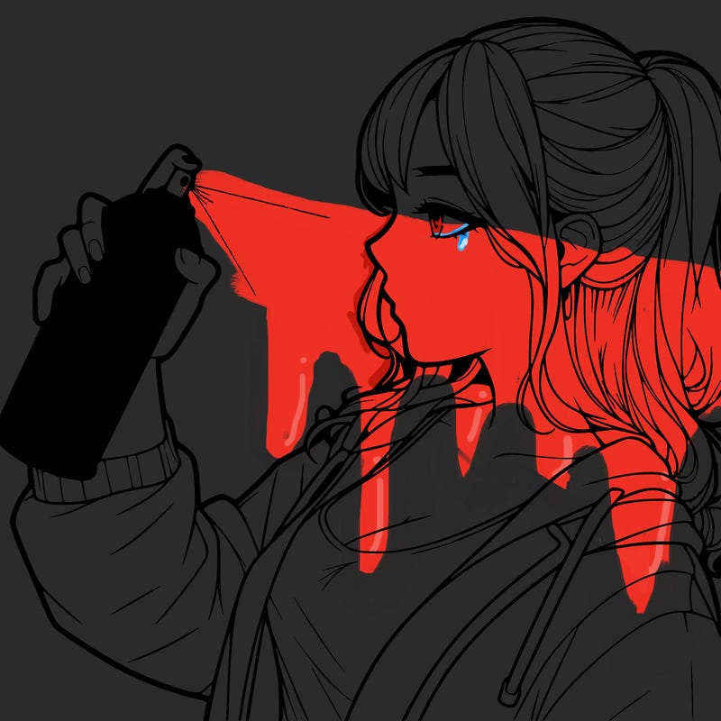 a realistic girl spray, painting