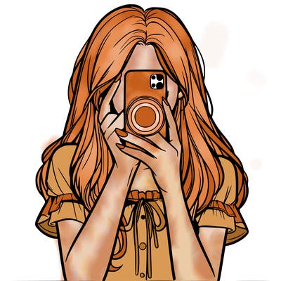 a realistic girl holding her phone taking pictures