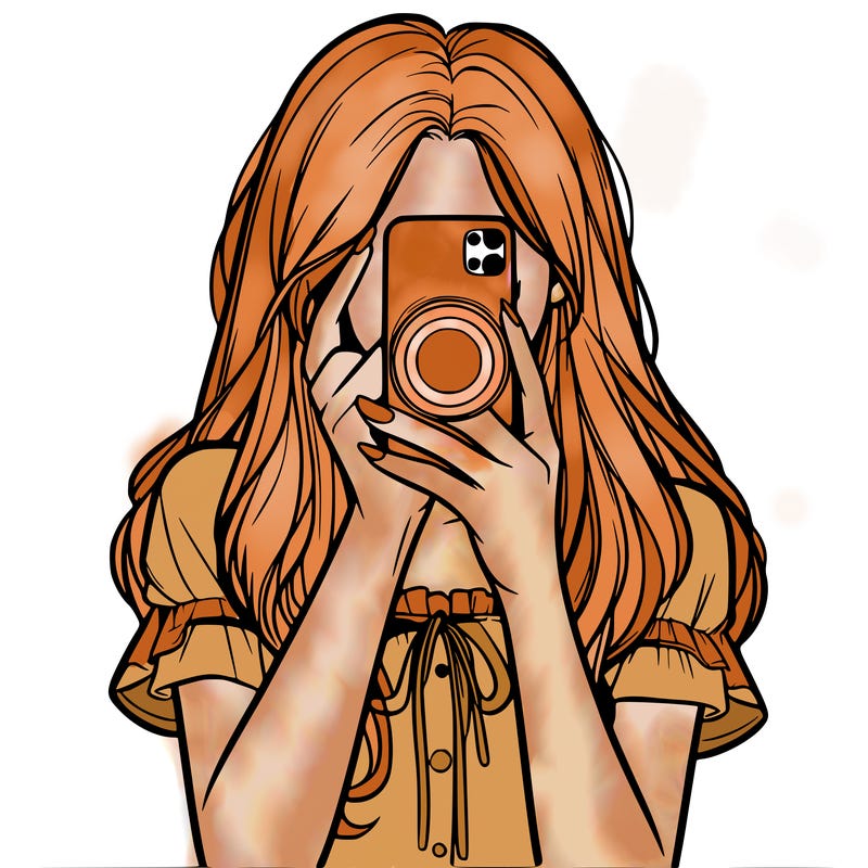 a realistic girl holding her phone taking pictures