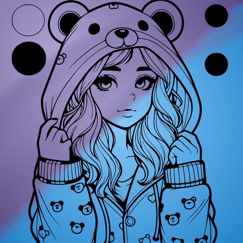 realistic girl in a animal pjs hoodie