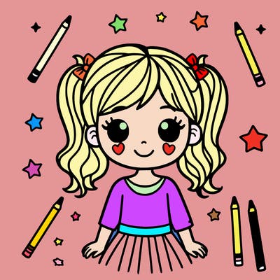 easy girl to color
