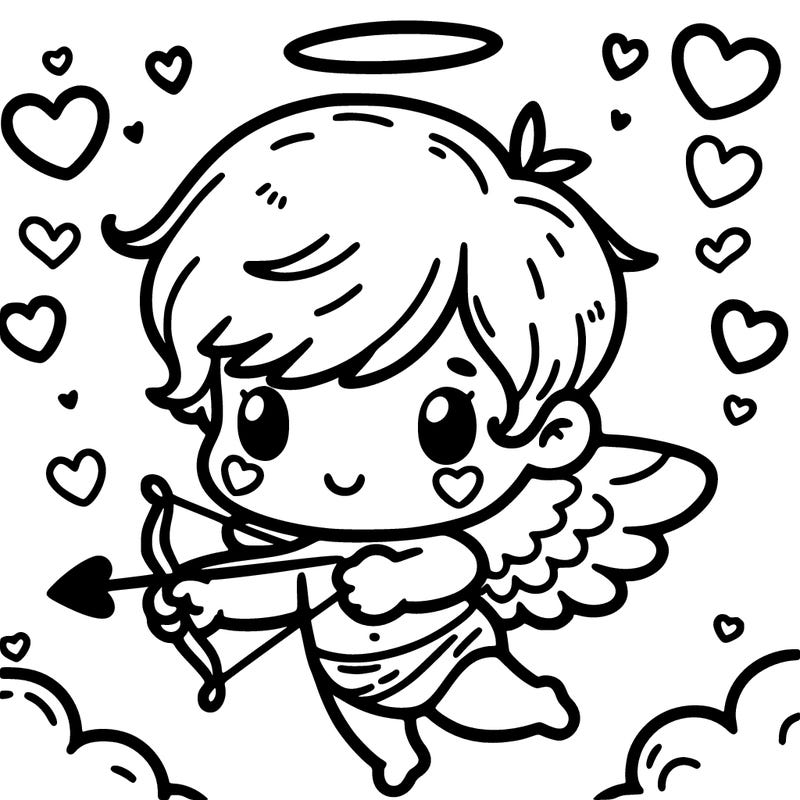 cupid with hearts around it