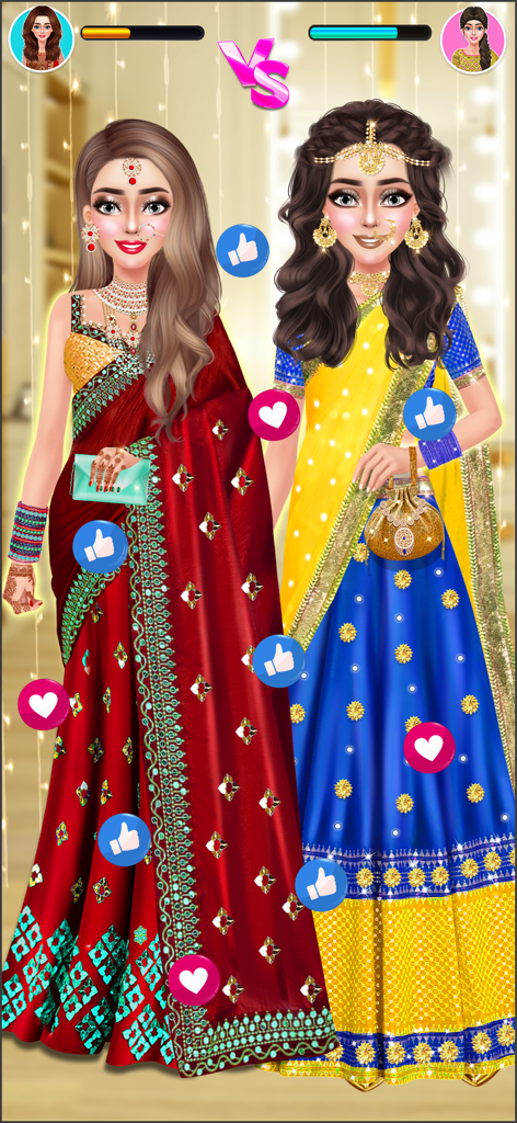 Indian Bridal Dress Up- Makeup - Una batalla de moda entre dos personajes con vestidos y joyas de novia indias tradicionales