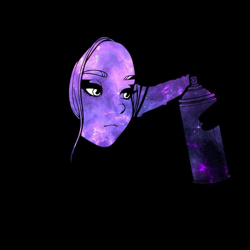 a realistic girl, spray painting