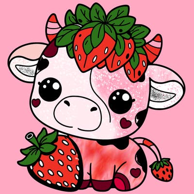 cute strawberry cow