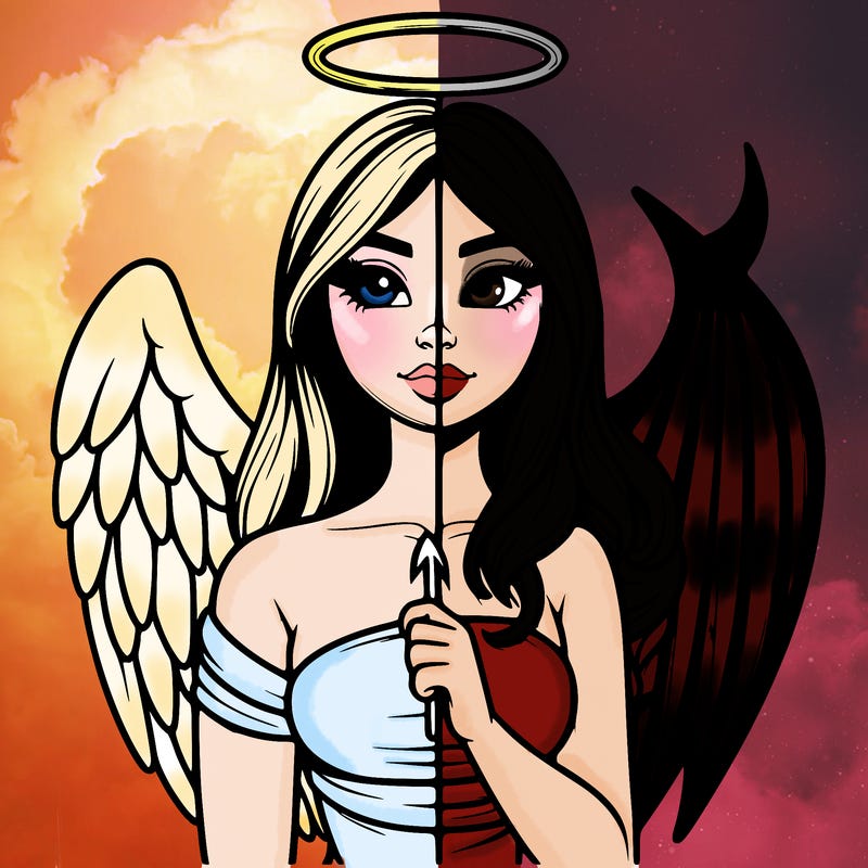 angel vs devil realistic girl