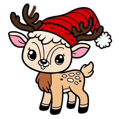 christmas reindeer with santa hat