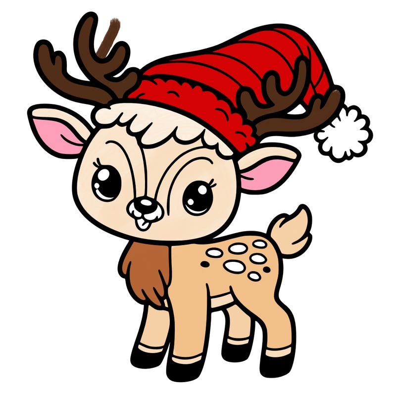 christmas reindeer with santa hat