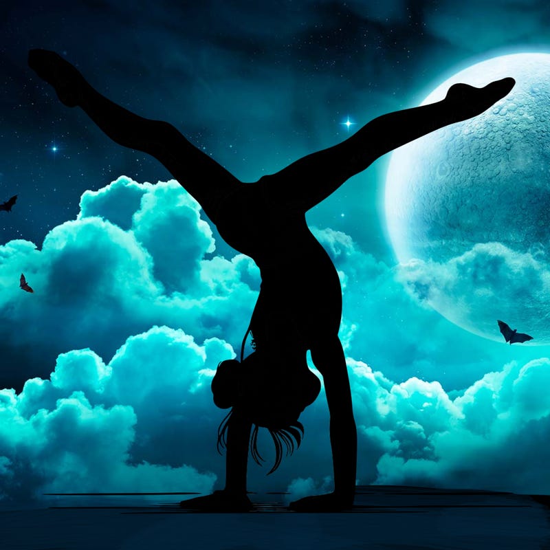 realistic gymnastic hand stand girl in four splits