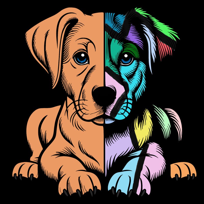 realistic dog split picture