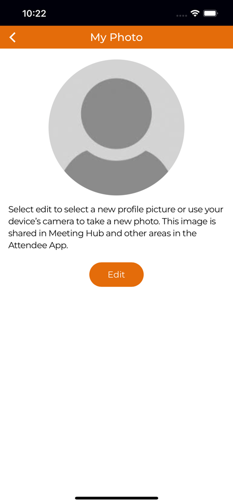 NAMIC Events - User interface for uploading a profile photo in the NAMIC Events app