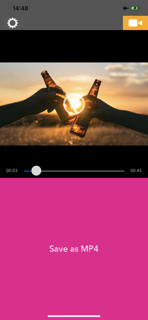 MovP4 app interface featuring a video player and a Save as MP4 button
