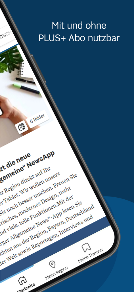 Augsburger Allgemeine News - Pantalla de smartphone que muestra la interfaz de la aplicación Augsburger Allgemeine News con noticias regionales y menú de navegación