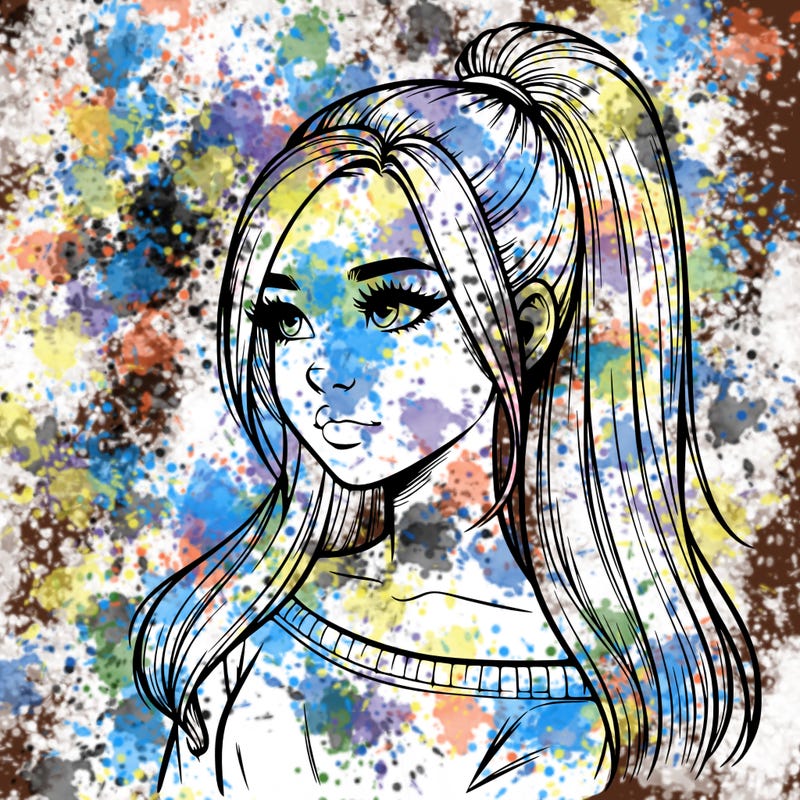 realistic girl with a high ponytail