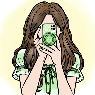 a realistic girl holding her phone taking pictures