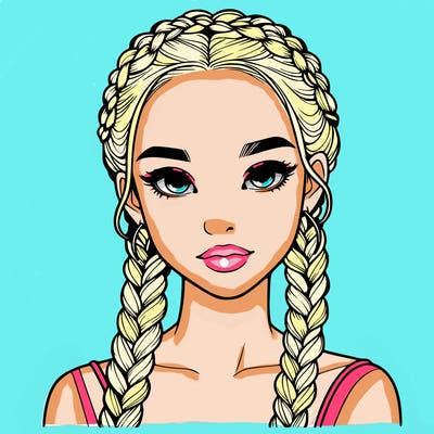realistic girl with braids