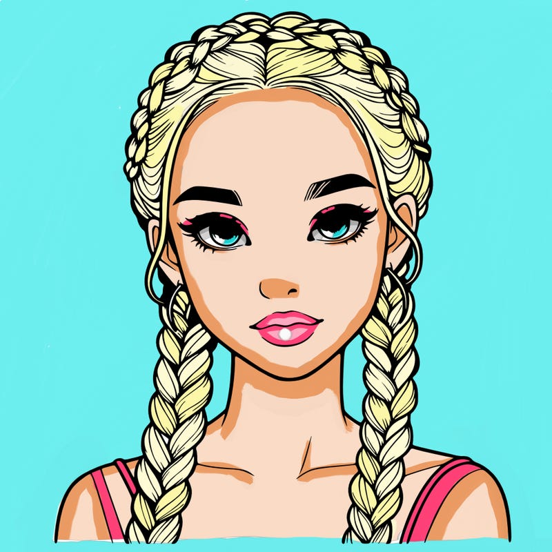 realistic girl with braids