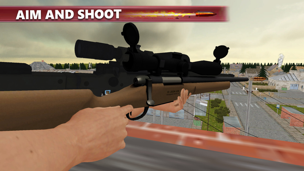Sniper Shooter Secret Mission - First person perspective of a sniper rifle in Sniper Shooter Secret Mission