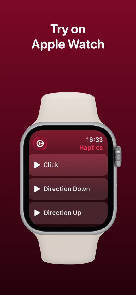 Haptics app interface on Apple Watch for testing feedback patterns