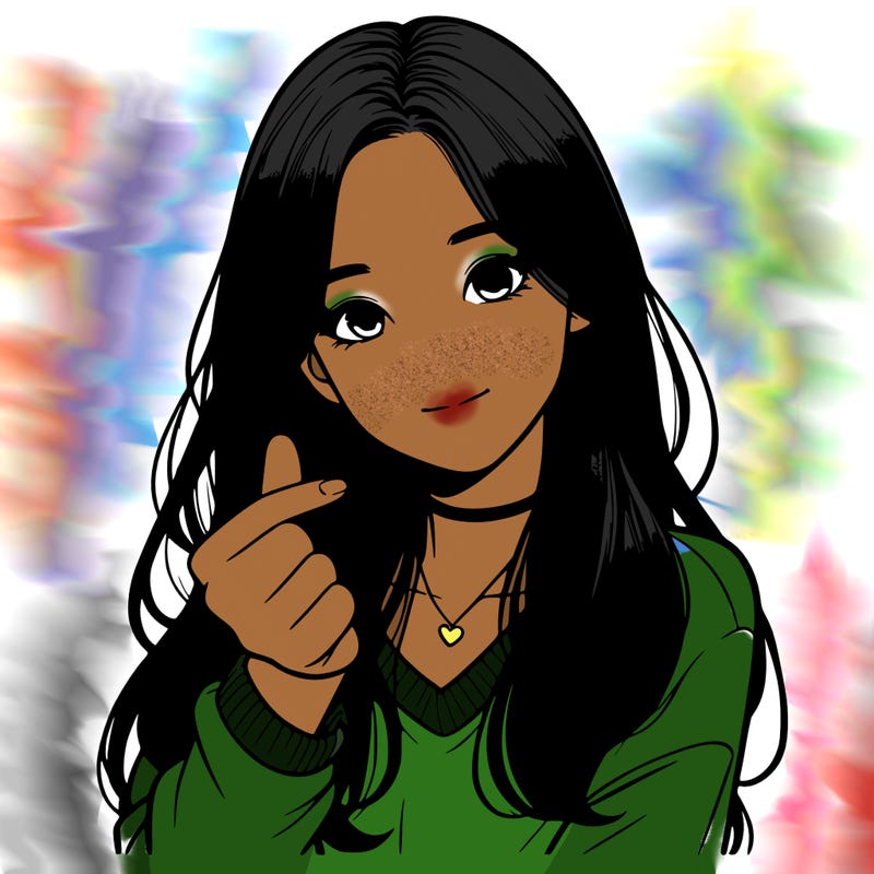 realistic girl making a korean heart