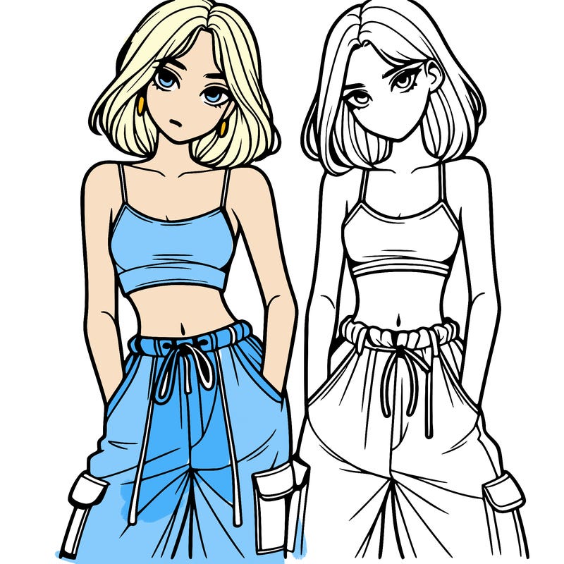 two girls with crop top with baggy pants
