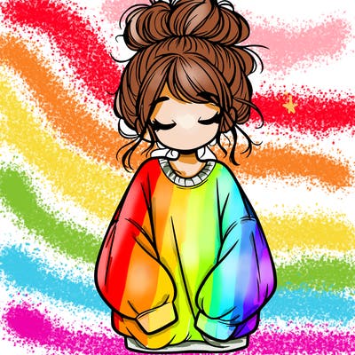 girl with baggy sweatshirt and messy bun