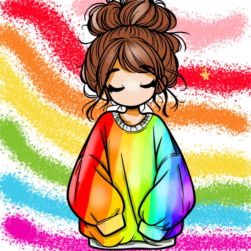 girl with baggy sweatshirt and messy bun