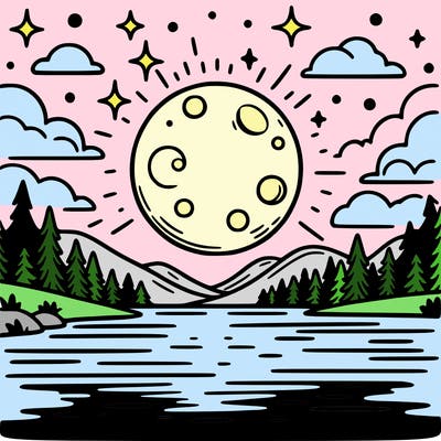 moonlight shining on a lake