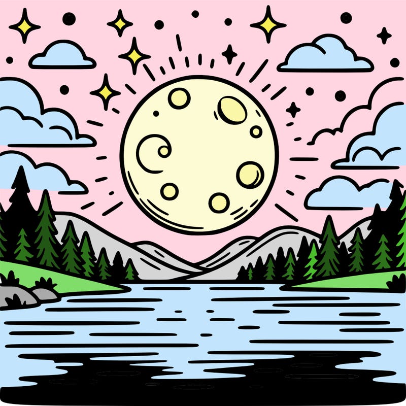 moonlight shining on a lake