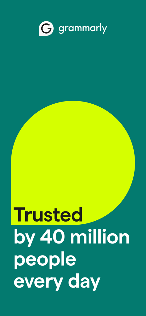 Graphique marketing de Grammarly indiquant que l'application est utilisée en toute confiance par 40 millions de personnes chaque jour