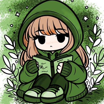 girl in oversized hoodie reading a book