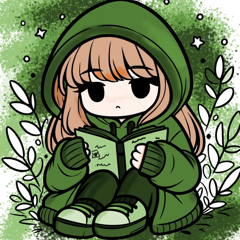 girl in oversized hoodie reading a book