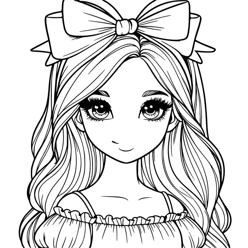 realistic girl with bow on top