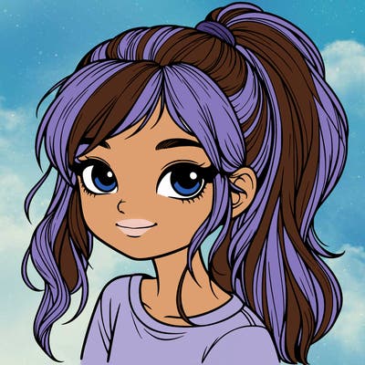 realistic girl with ponytail