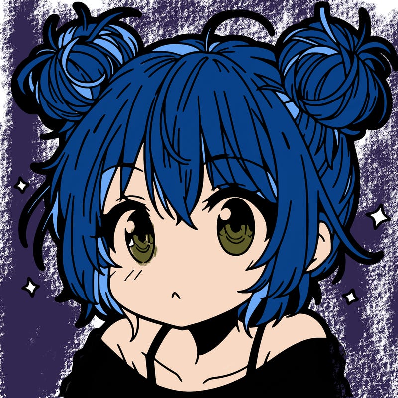 a manga girl with messy small buns