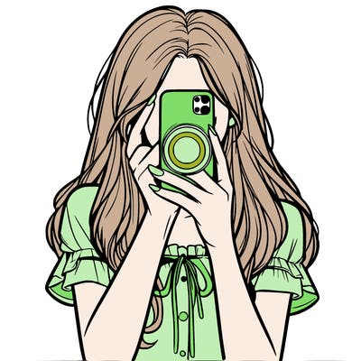 a realistic girl holding her phone taking pictures