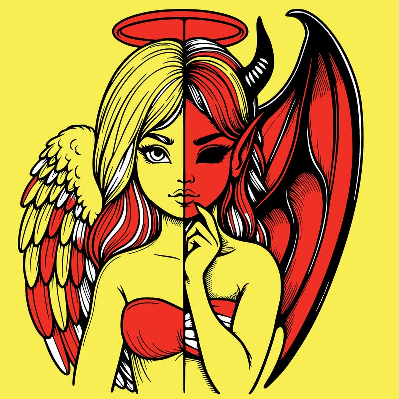 realistic angel half demon