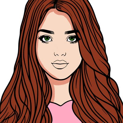 niña con pelo largo no demasiado realista y ojos realistas