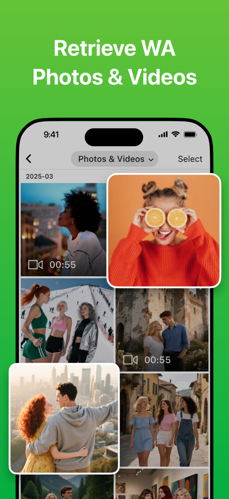 Messages Recovery - ReChat - Interface for recovering WhatsApp photos and videos in ReChat app