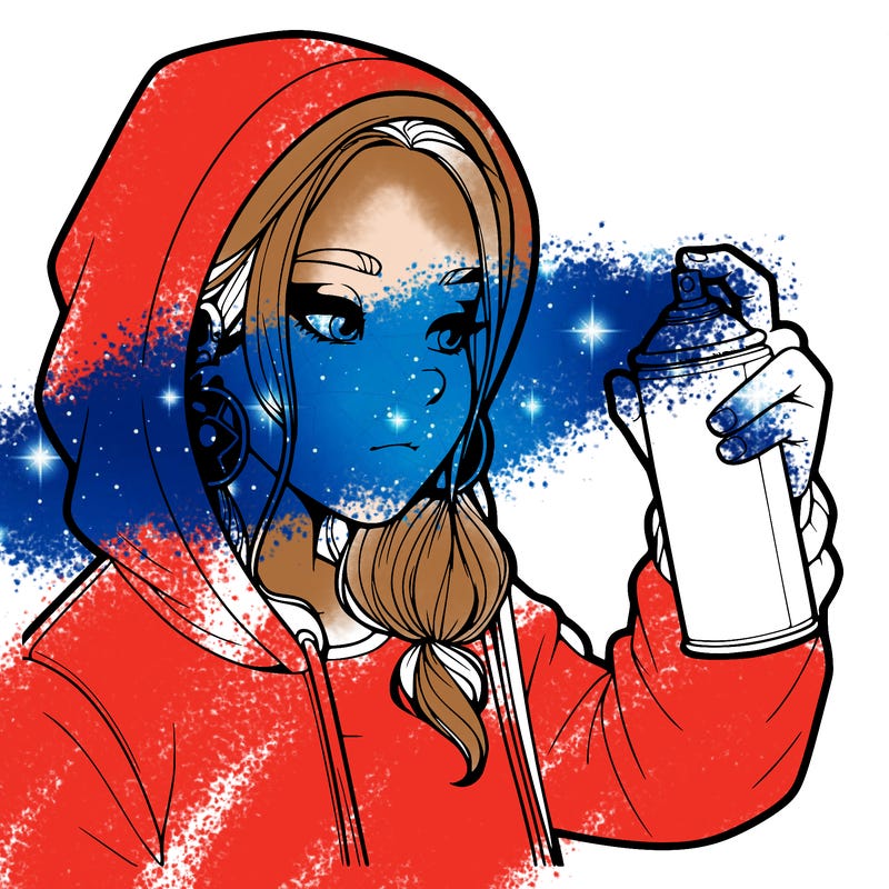 a realistic girl, spray painting