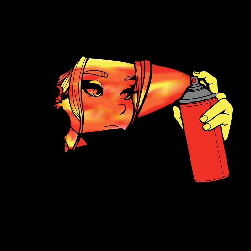 a realistic girl, spray painting