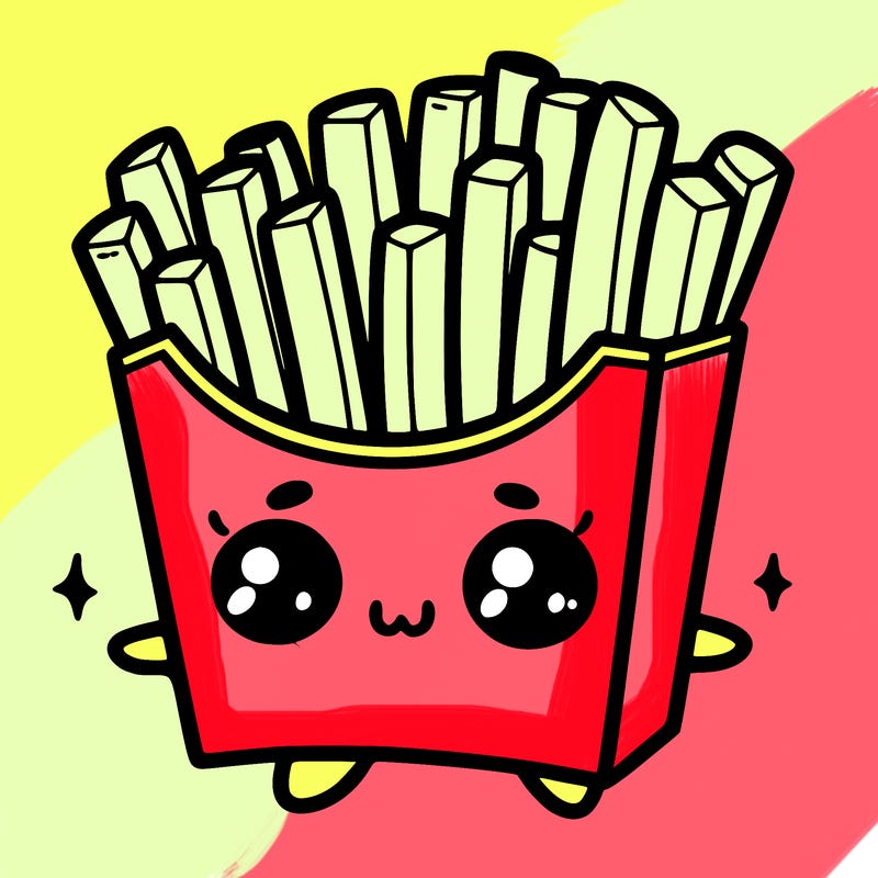 a cute. french fries